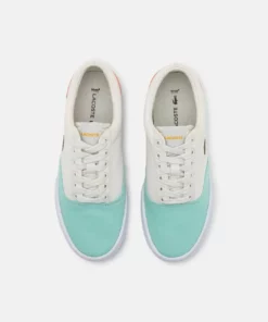 Lacoste JUMP SERVE - Baskets Basses - Offwhite/turquoise -Lacoste Soldes Magasin ea586632a31943cca550536c824775e9