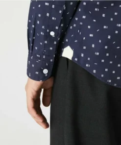 Lacoste LANGE MOUW - Chemise - Bleu Marine / Blanc -Lacoste Soldes Magasin ec3e106b03d24669ae52d855cc11254f