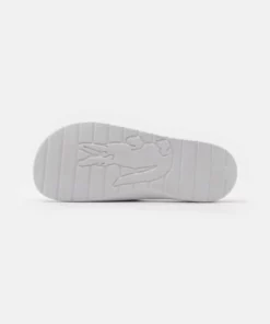 Lacoste CROCO - Sandales De Bain - White/dark Green -Lacoste Soldes Magasin ecf12f2cc90b4613bed5a96f72bb6f9c