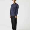 Lacoste LANGE MOUW - Chemise - Bleu Marine / Blanc