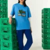 Lacoste MINECRAFT - T-shirt Imprimé - Bleu